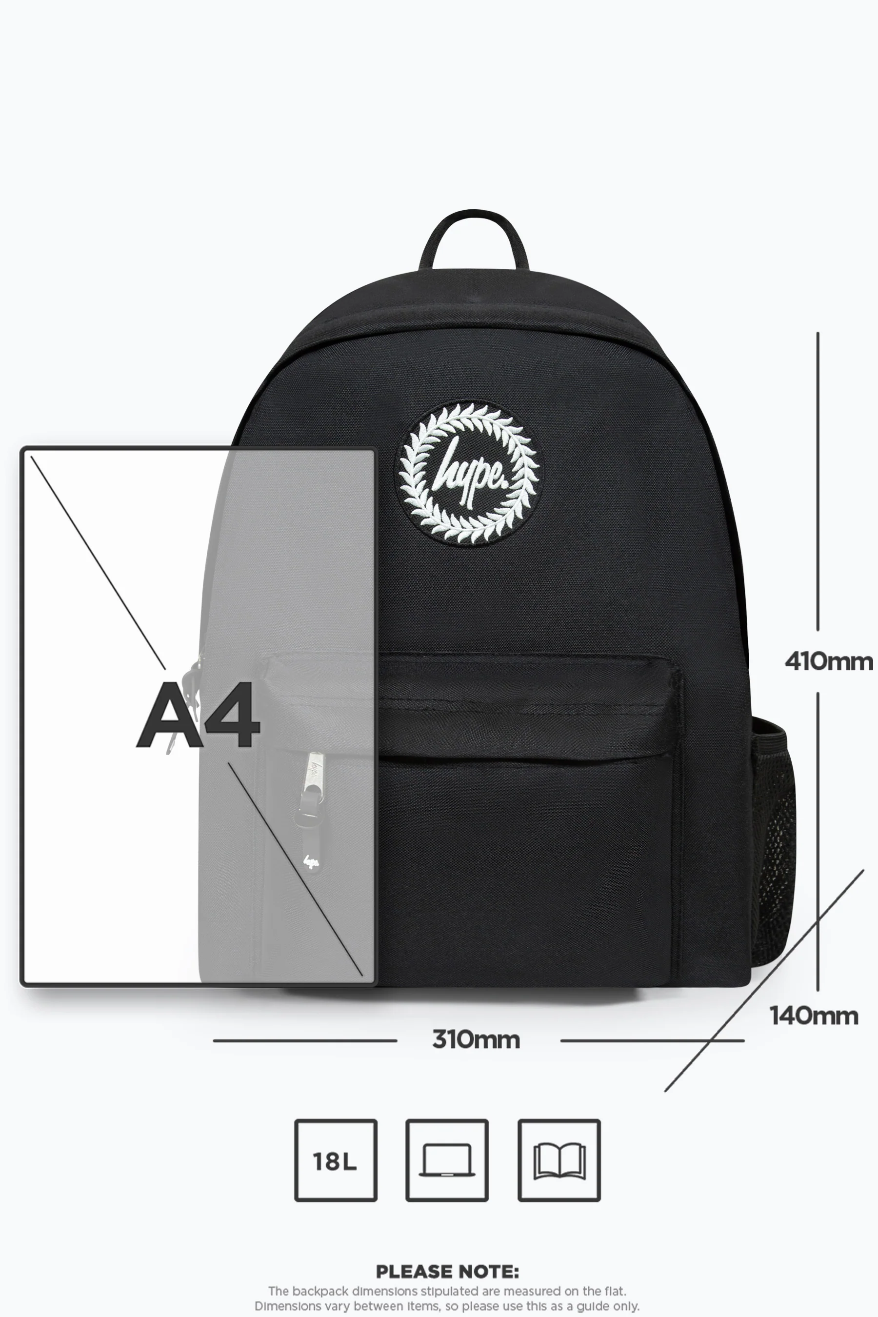 Hype Unisex Iconic Core Plain Black Backpack - Image 24