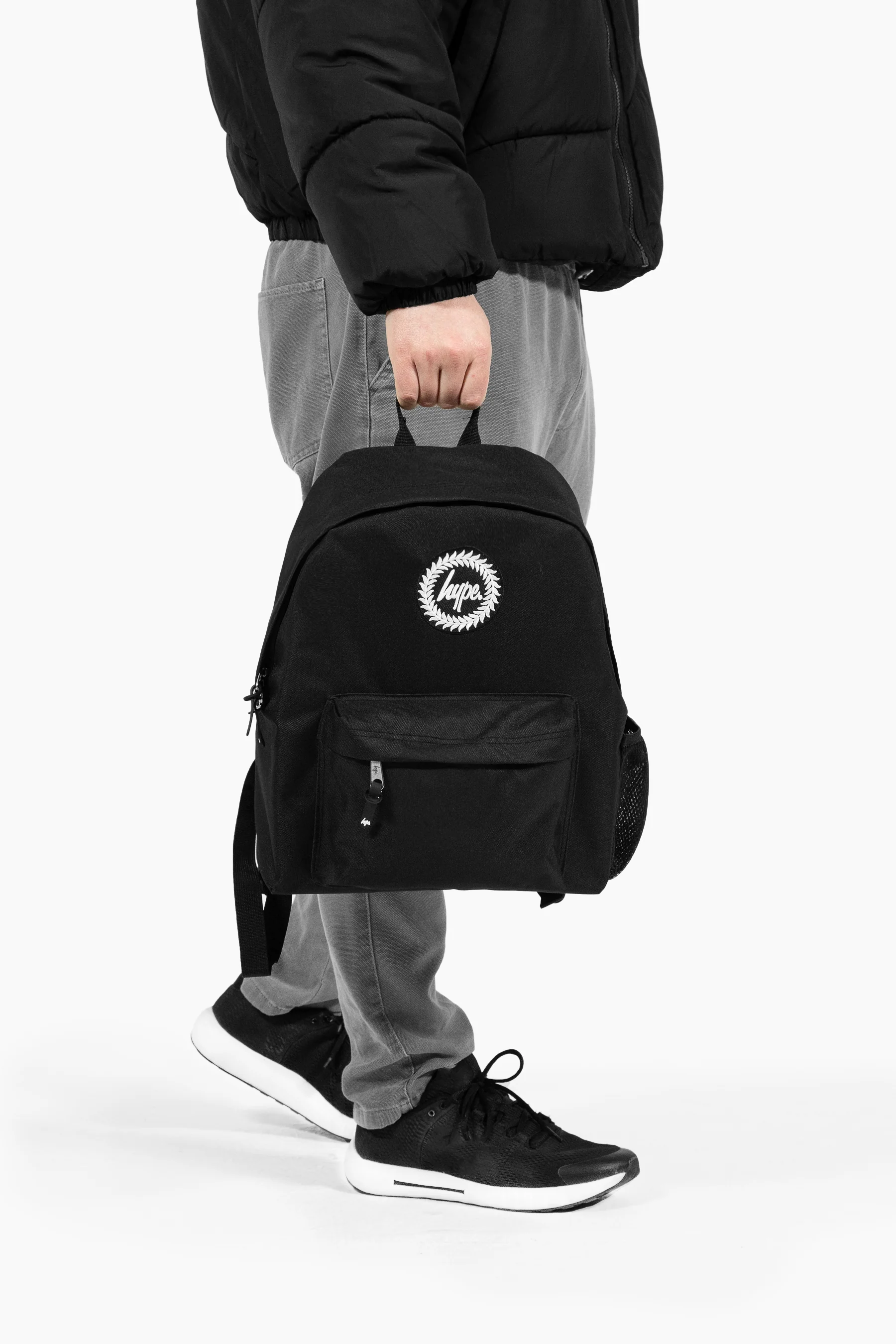 Hype Unisex Iconic Core Plain Black Backpack - Image 6
