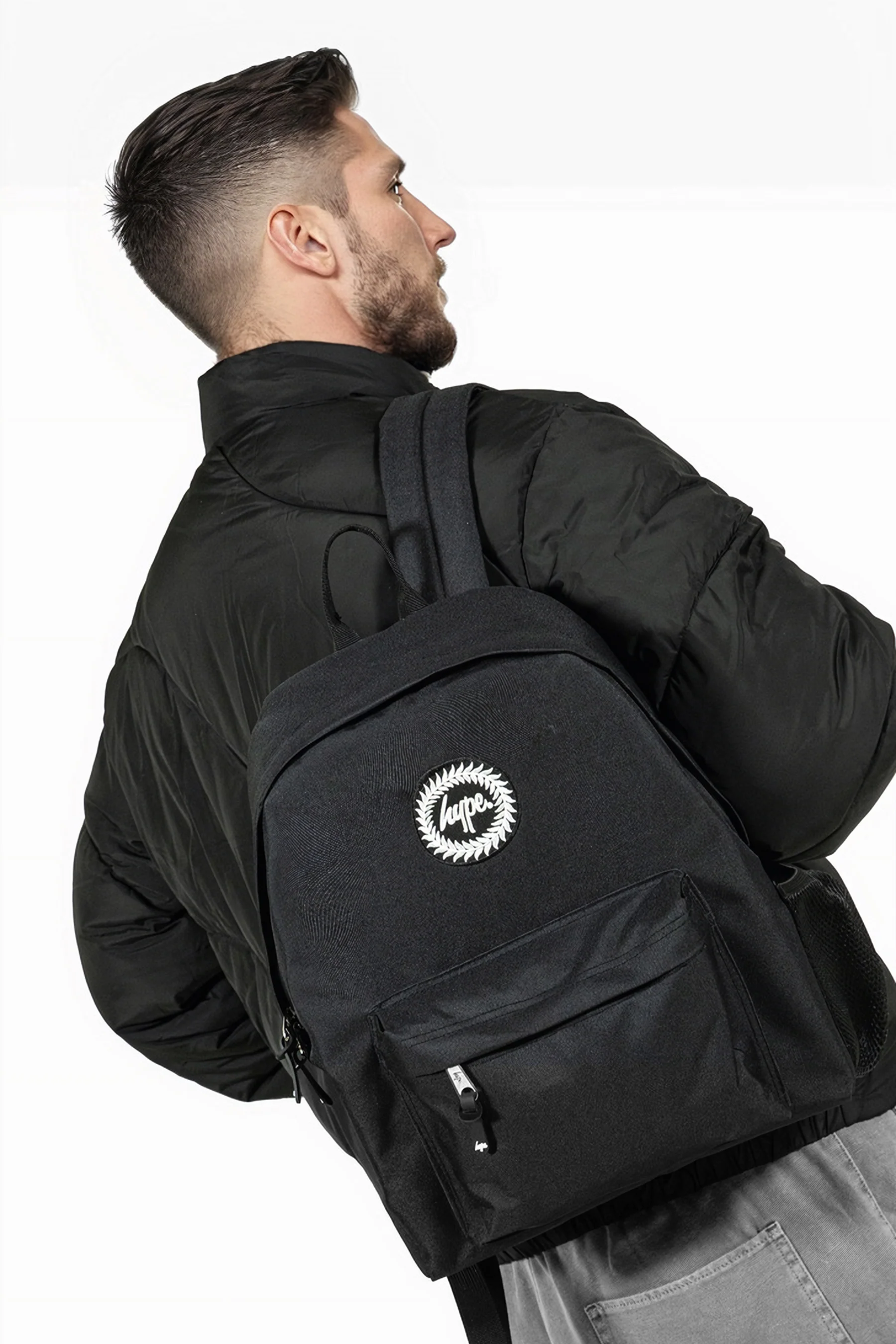 Hype Unisex Iconic Core Plain Black Backpack - Image 7