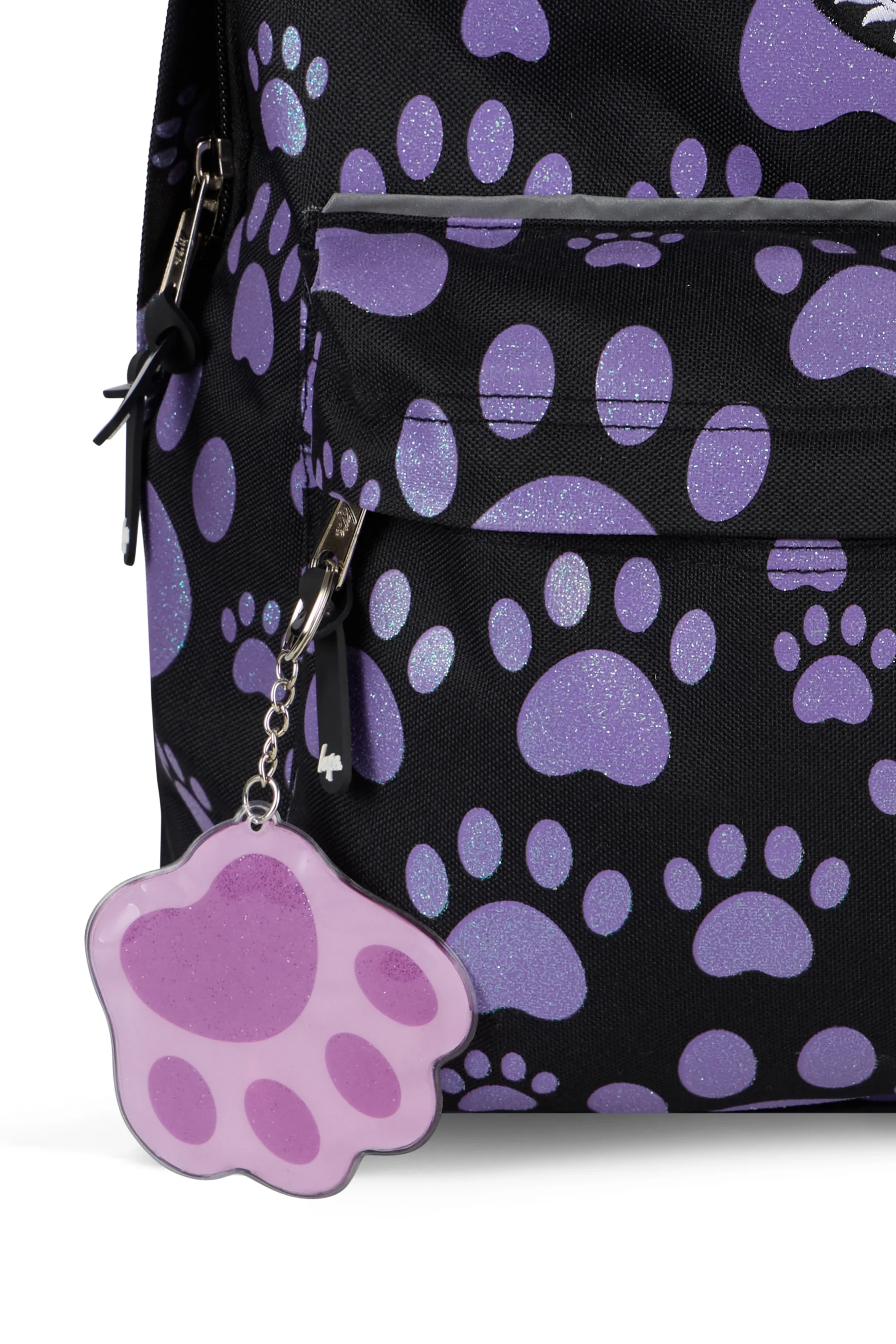 Hype Girls Black Glitter Paw Backpack - Image 4