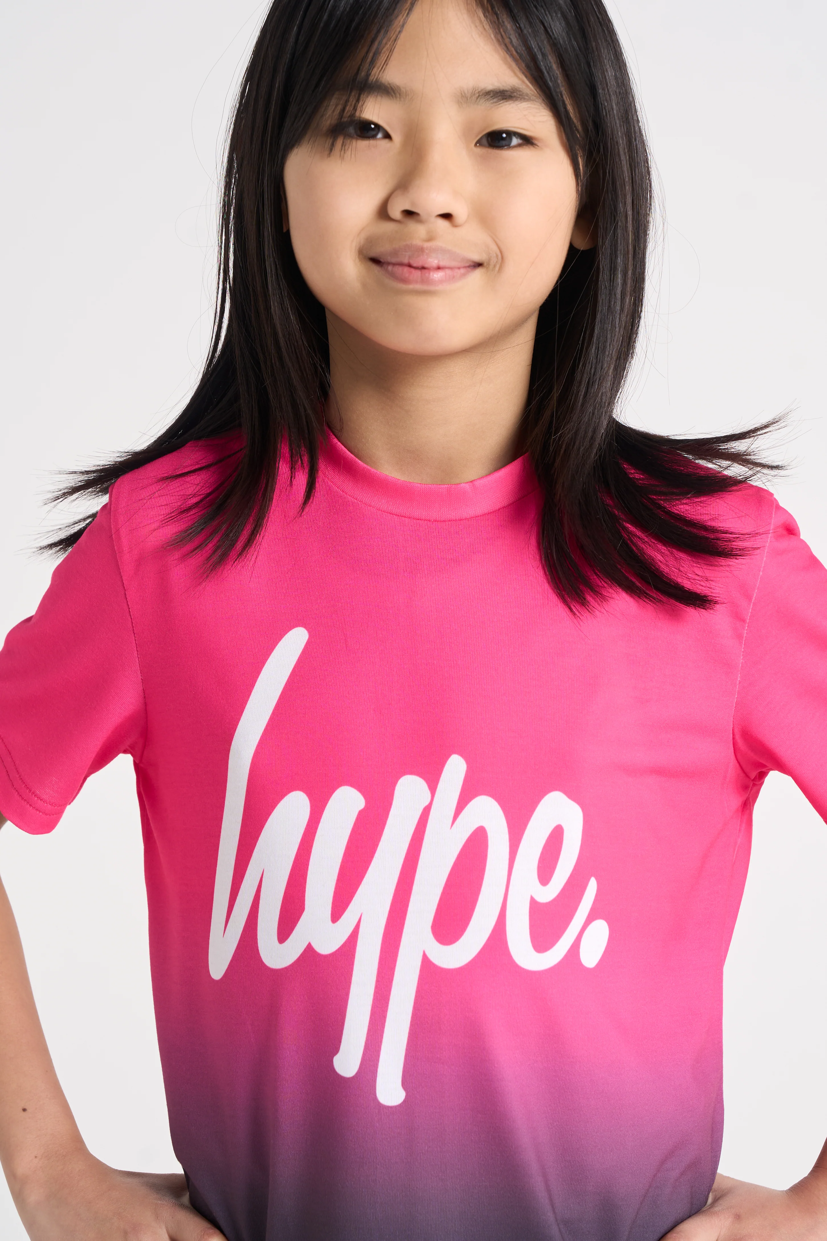 Hype Girls Pink/Black Fade T-Shirt & Shorts Set - Image 2