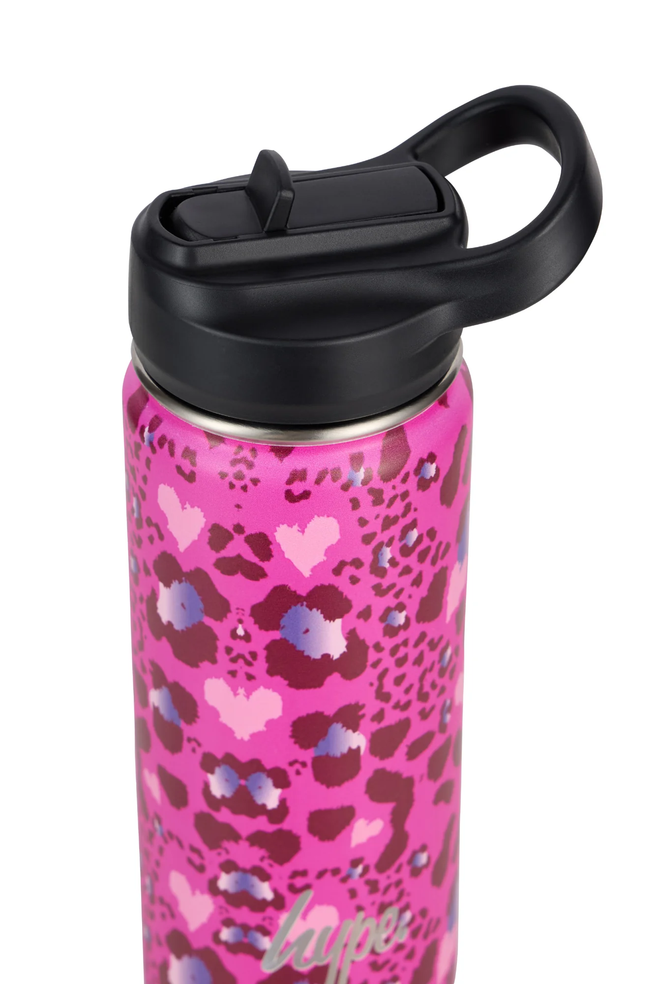 Hype Girls Pink Heart Leopard Water Bottle - Image 3