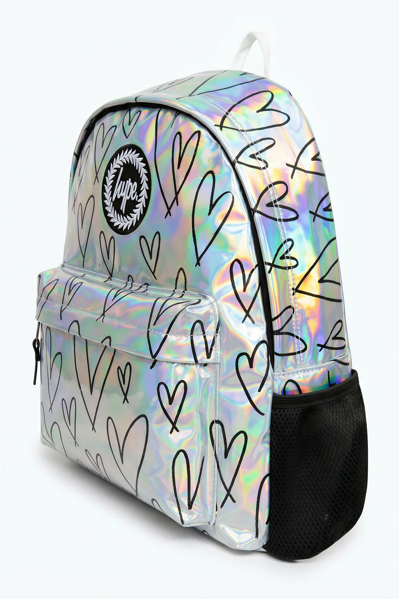 Hype Girls Holographic Glitter Scribble Hearts Backpack - Image 2