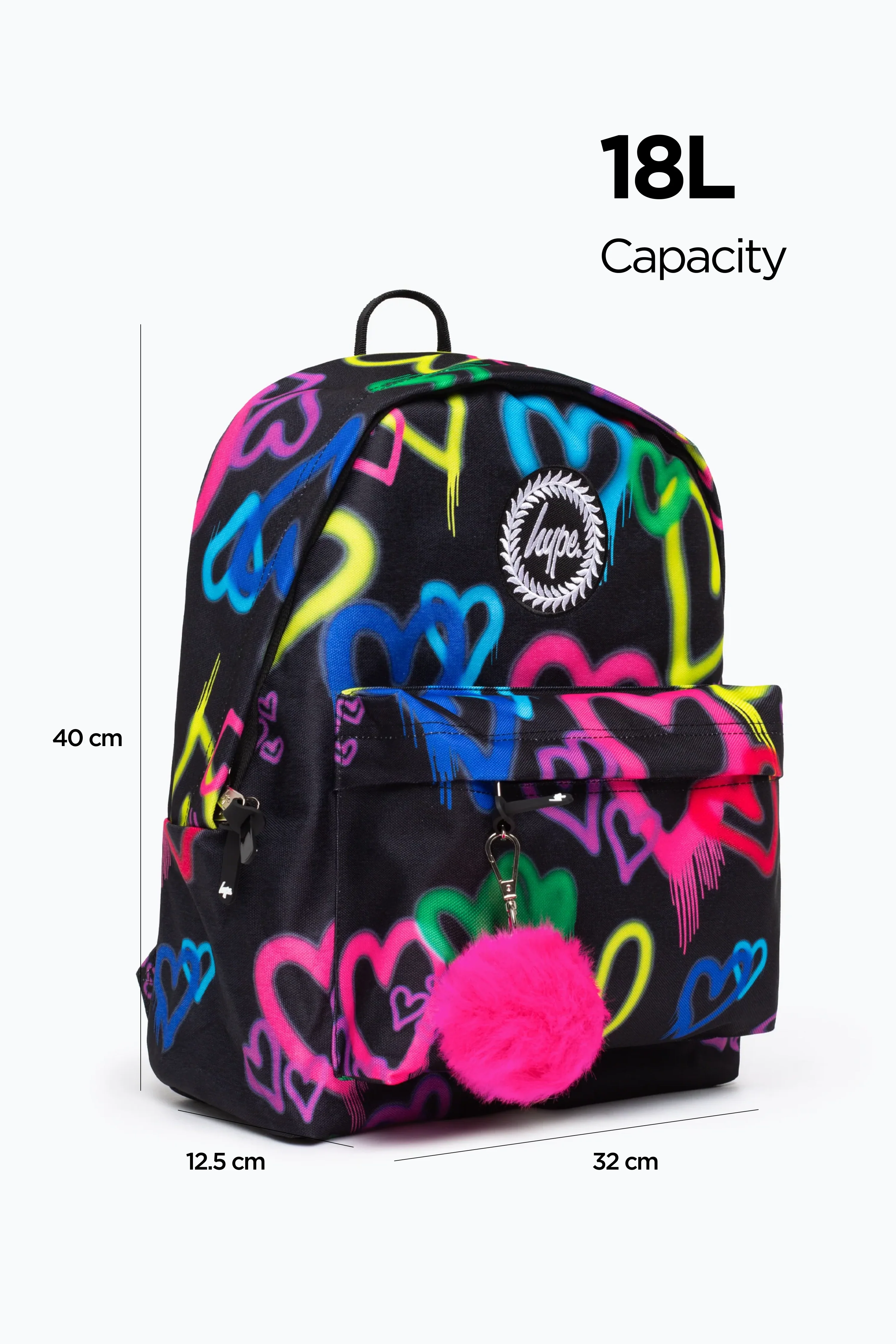 Hype Girls Black Graffiti Hearts Iconic Backpack - Image 3