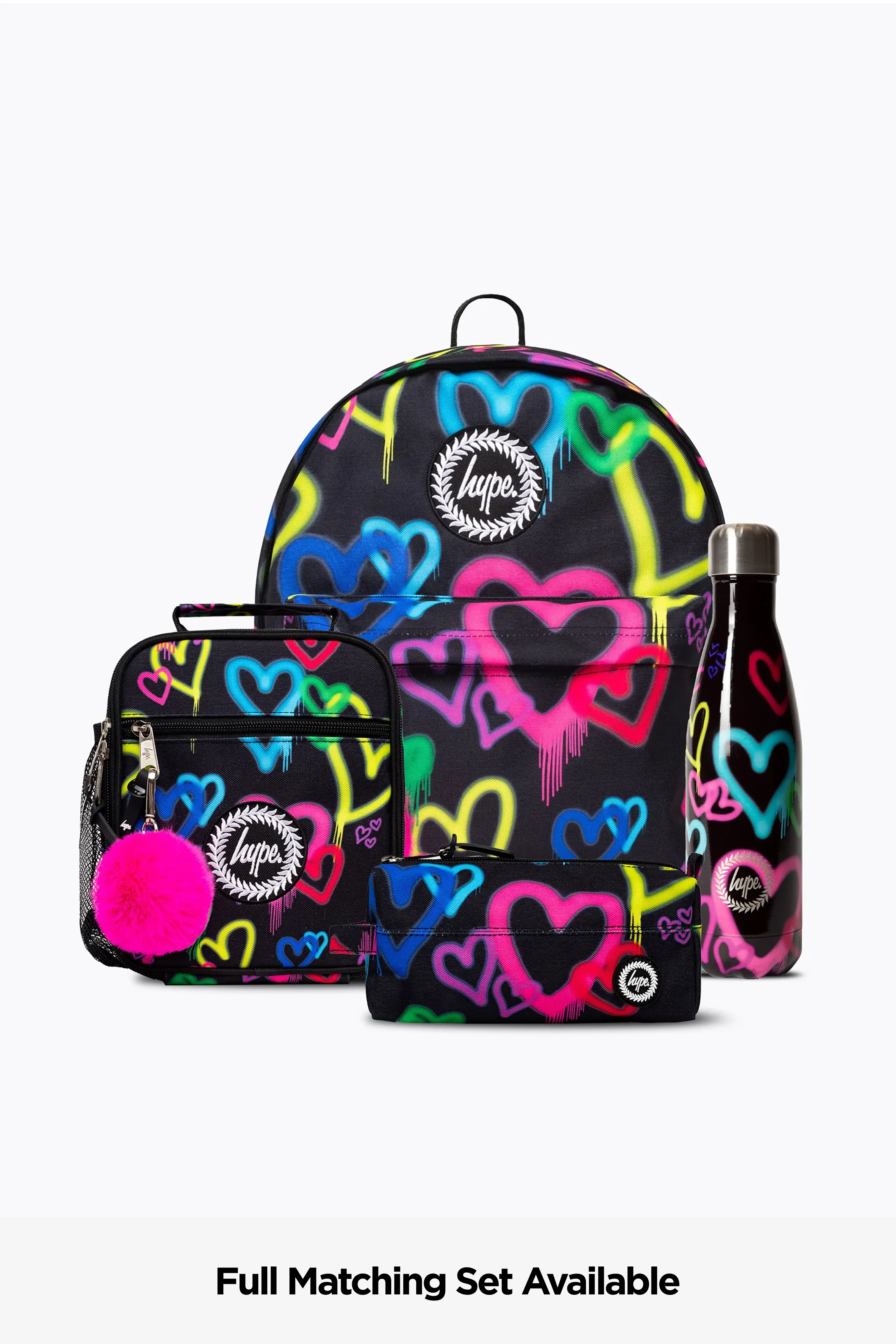 Hype Girls Black Graffiti Hearts Iconic Backpack - Image 9